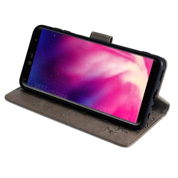 Pour Rakuten Hand 4G Case Leather Wallet Stand Phone Cover with Hand Strap - Gris
