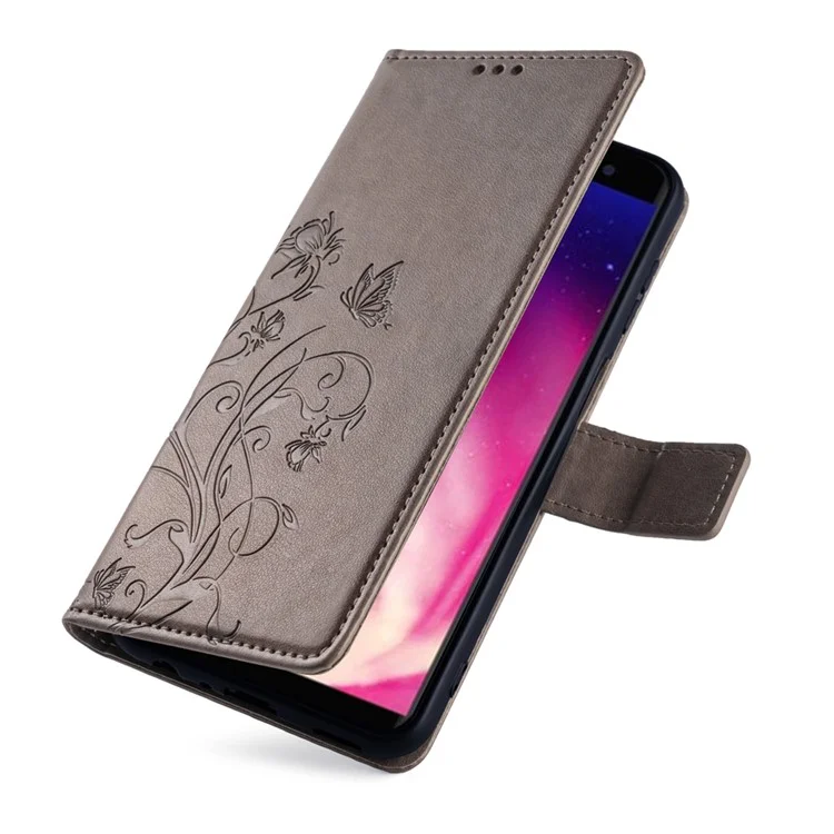 Pour Rakuten Hand 4G Case Leather Wallet Stand Phone Cover with Hand Strap - Gris