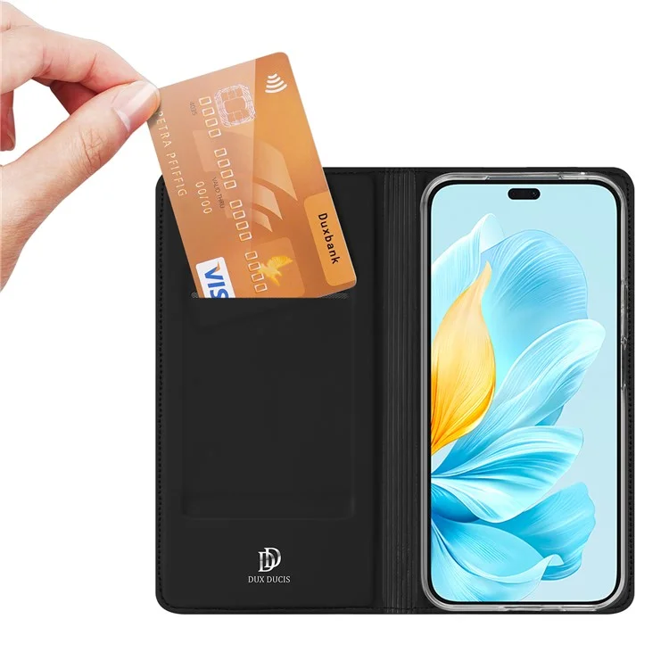 DUX DUCIS Skin Pro Series For Honor 200 Lite Lederetui mit Kartenfächern, Ständer, Klapphülle - Schwarz