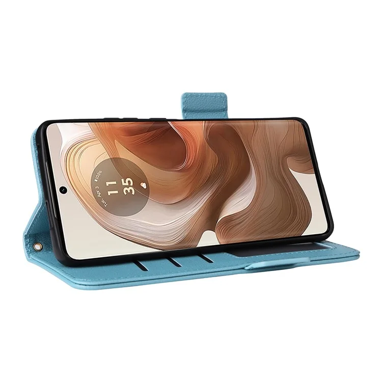 Para el Motorola Edge 50 Ultra 5G / Moto X50 Ultra 5G Funda Cartera Soporte Textura de Piel de Litchi Funda de Teléfono Flip - Azul Bebé