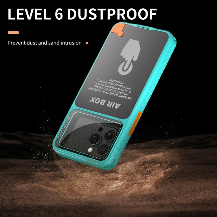 SHELLBOX Air Box Series For iPhone 15 Pro Max Waterproof Cover PC+TPU+PET Protective Phone Case - Blue