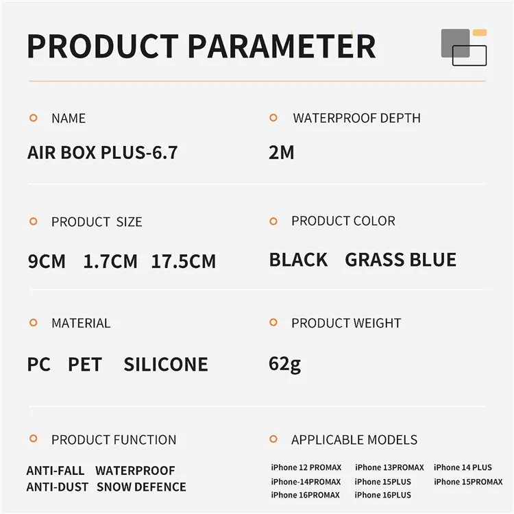 SHELLBOX Air Box Series For iPhone 15 Pro Max Waterproof Cover PC+TPU+PET Protective Phone Case - Blue