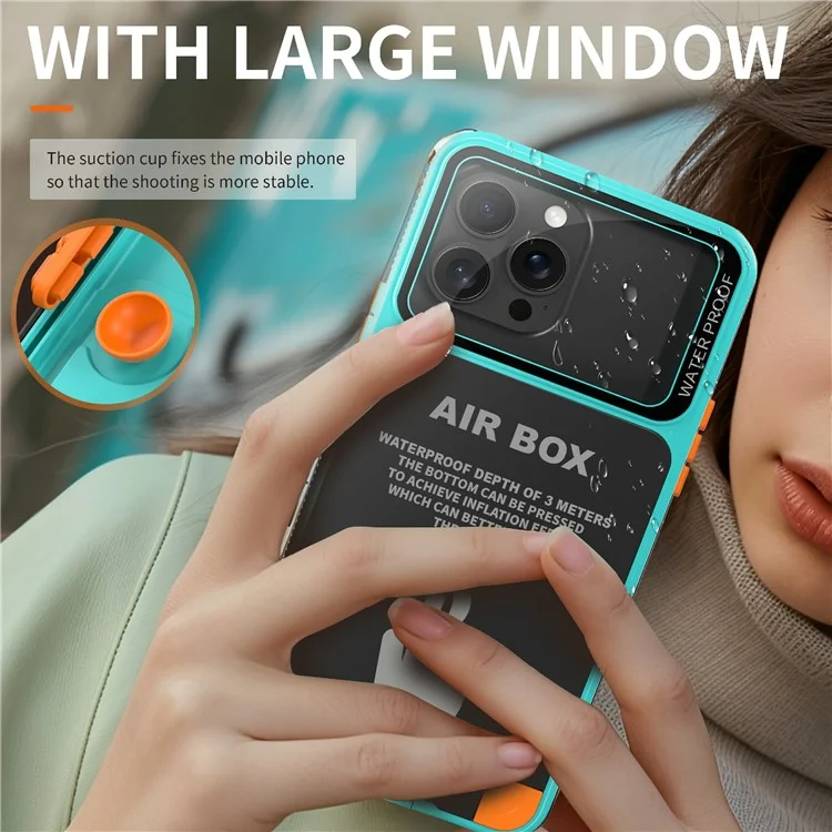SHELLBOX Air Box Series For iPhone 15 Pro Max Waterproof Cover PC+TPU+PET Protective Phone Case - Blue