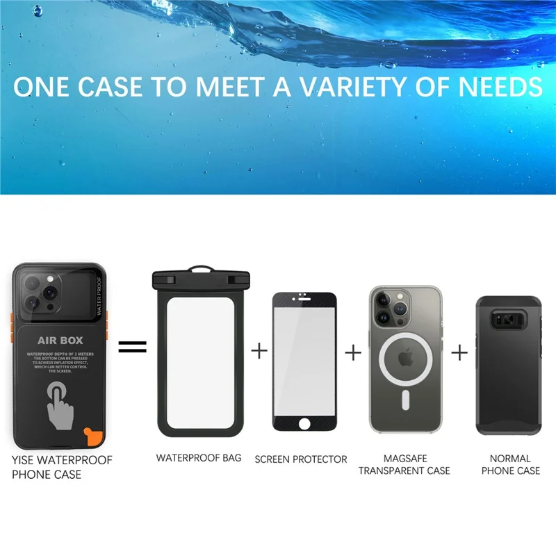 SHELLBOX Air Box Series For iPhone 15 Pro Max Waterproof Cover PC+TPU+PET Protective Phone Case - Black