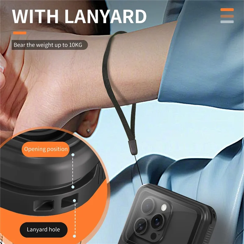 SHELLBOX Air Box Series For iPhone 15 Pro Max Waterproof Cover PC+TPU+PET Protective Phone Case - Black