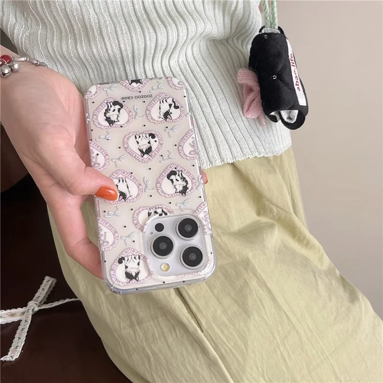 For iPhone 15 Pro TPU Case Cartoon Cat IMD Shockproof Phone Cover