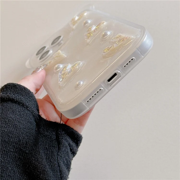 Чехол для iPhone 15 Pro с длинным шнурком, бантом и сердечным декором, ПК+ТПУ - маленький бант