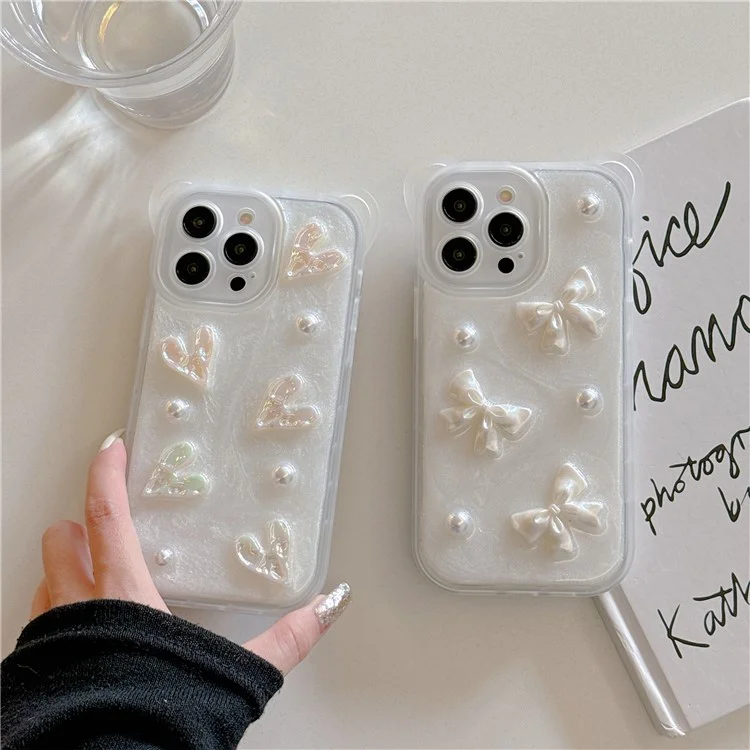 Für iPhone 14 Pro Case Bowknot Heart Decor PC+TPU Handyhülle mit Schlaufe - Small Bowknot