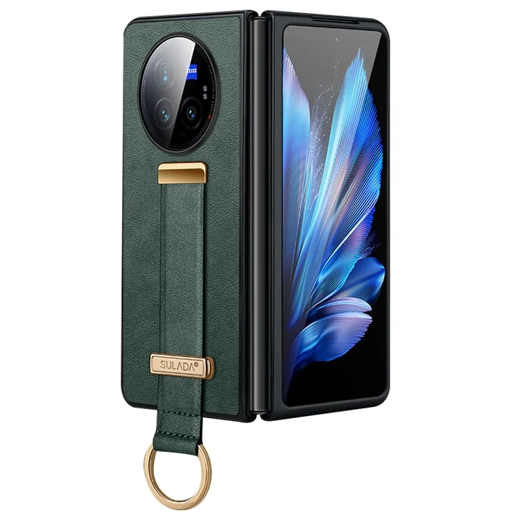 SULADA Fashion Series für vivo X Fold3 Pro Hülle Armband PU-Leder Crazy Horse Textur Backcover - Grün