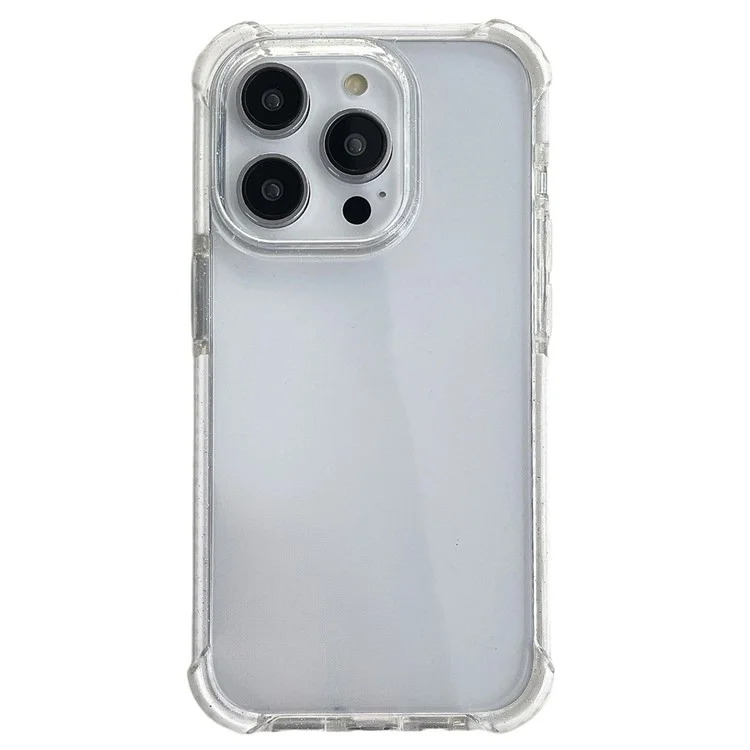Für iPhone 14 Pro Max Clear Phone Case TPU+TPE+PC Hybrid Hülle mit Glitzer-Rahmen