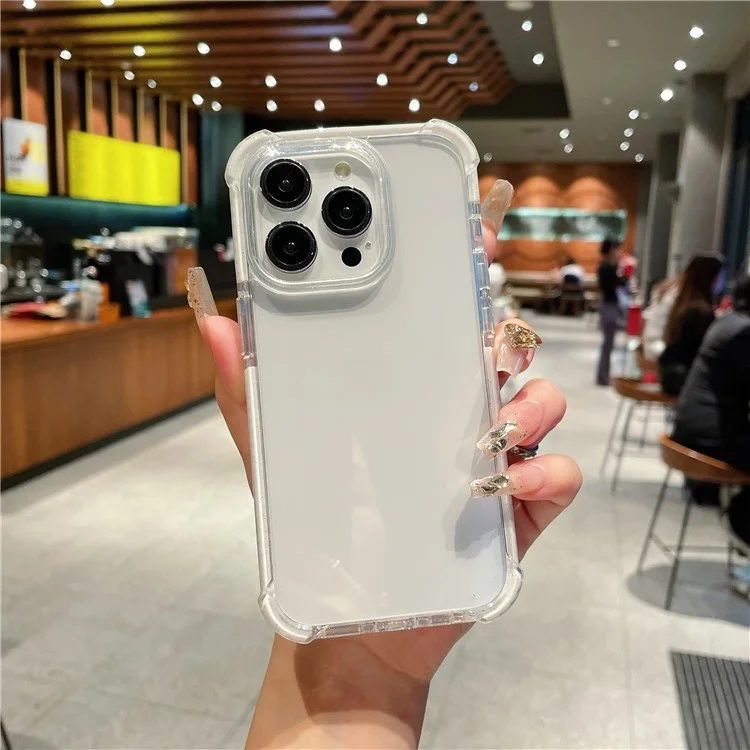 Für iPhone 14 Pro Max Clear Phone Case TPU+TPE+PC Hybrid Hülle mit Glitzer-Rahmen