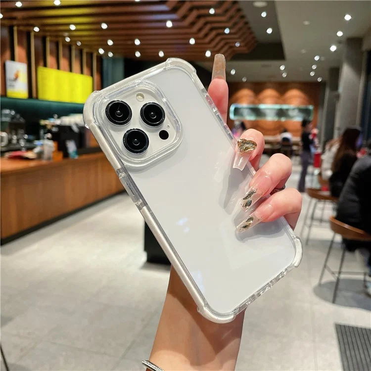 Für iPhone 14 Pro Max Clear Phone Case TPU+TPE+PC Hybrid Hülle mit Glitzer-Rahmen
