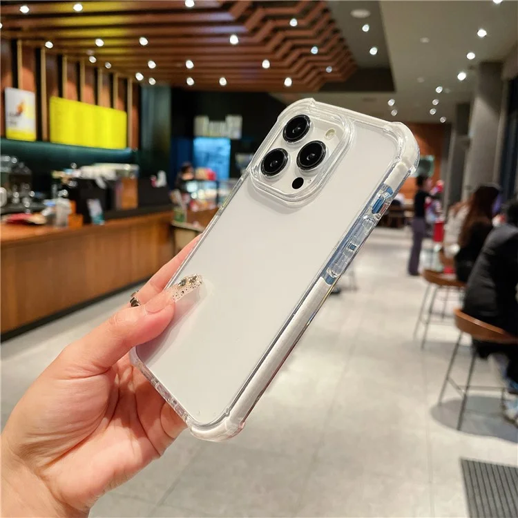 Für iPhone 14 Pro Max Clear Phone Case TPU+TPE+PC Hybrid Hülle mit Glitzer-Rahmen