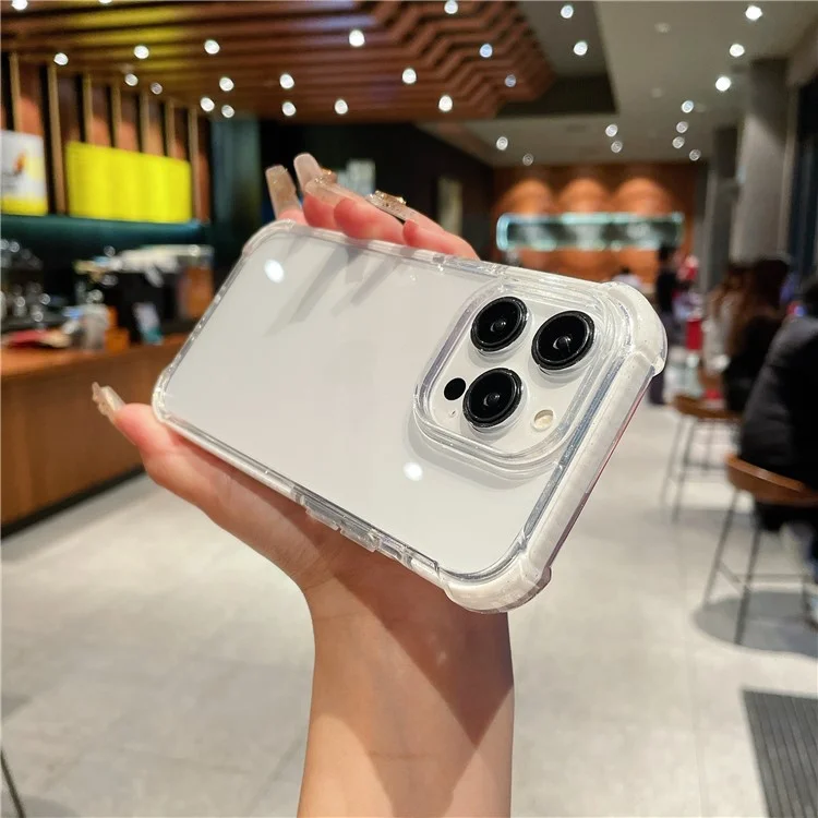 Für iPhone 14 Pro Max Clear Phone Case TPU+TPE+PC Hybrid Hülle mit Glitzer-Rahmen