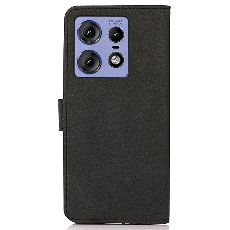 KHAZNEH For Motorola Edge 50 Pro 5G Case PU Leather Viewing Stand 2 Card Holder Phone Cover - Black