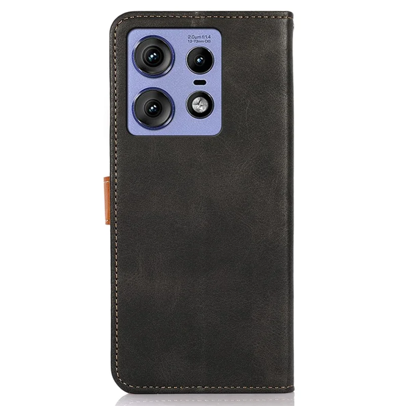 KHAZNEH For Motorola Edge 50 Pro 5G Magnetic Phone Case PU Leather Card Holder Stand Cover - Black