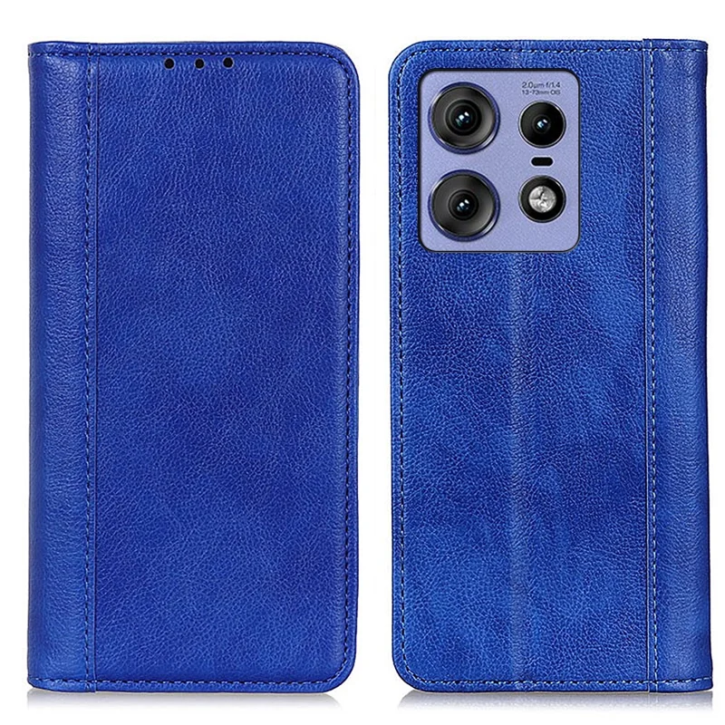 Per Motorola Edge 50 Pro 5G Case Split Leather Wallet Magnetic Closure Litchi Texture Cover - Blu