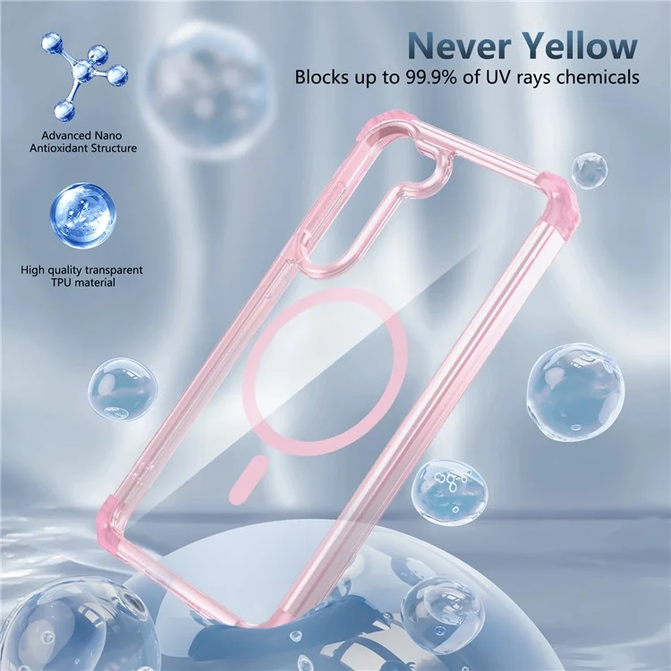 Für Samsung Galaxy S23+ Magnetische Hülle TPU+PC Anti-Drop Transparent Handyhülle - Transparentes Pink