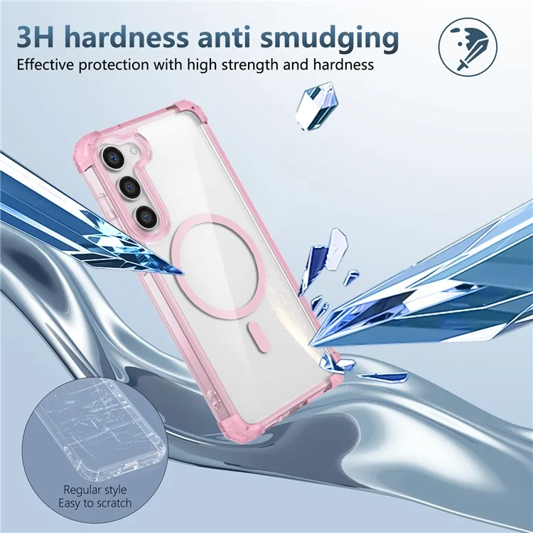 Für Samsung Galaxy S23+ Magnetische Hülle TPU+PC Anti-Drop Transparent Handyhülle - Transparentes Pink