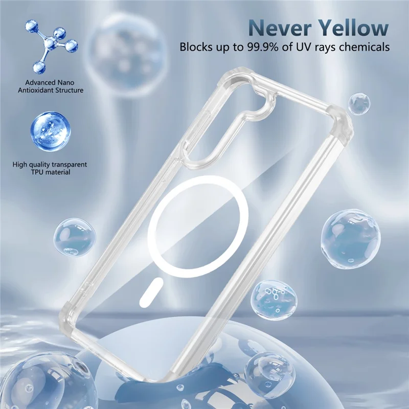 For Samsung Galaxy S23+ Magnetic Case TPU+PC Anti-drop Clear Phone Cover - Transparent