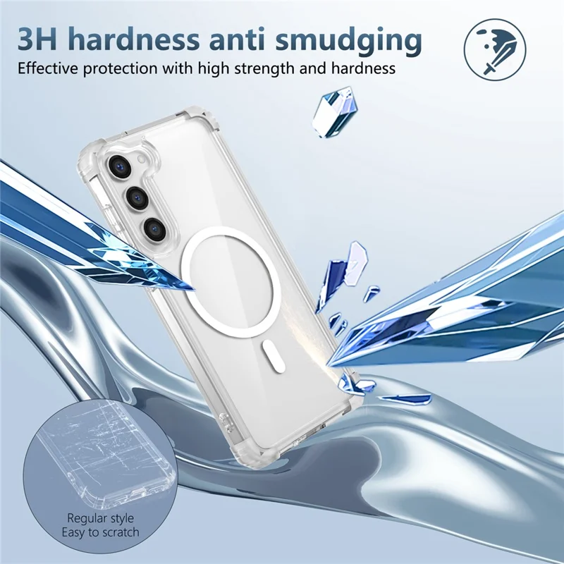 For Samsung Galaxy S23+ Magnetic Case TPU+PC Anti-drop Clear Phone Cover - Transparent