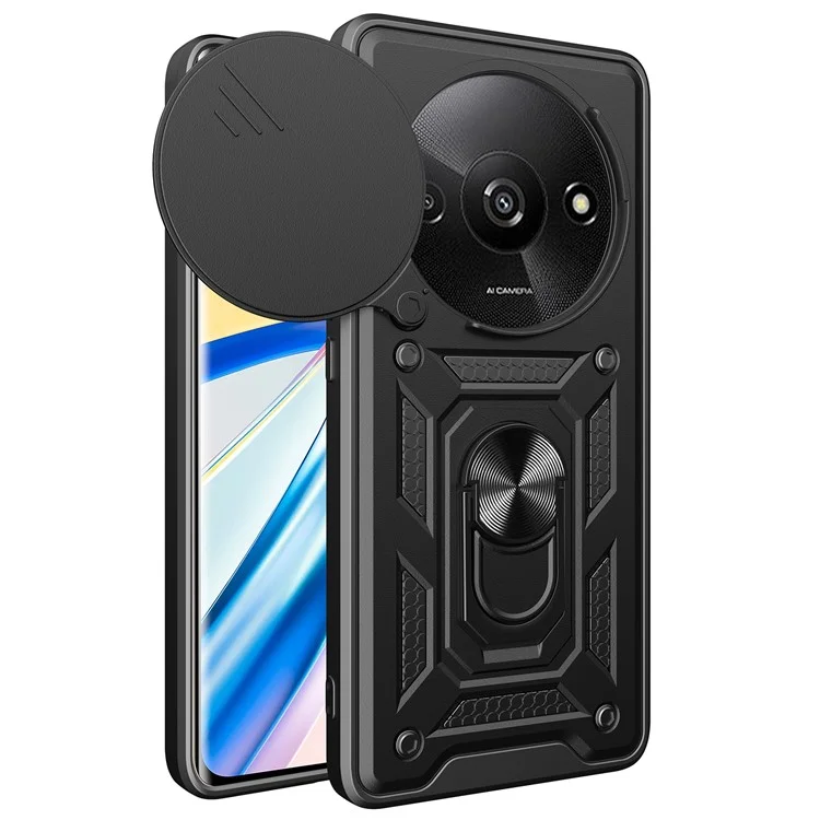 For Xiaomi Redmi A3 / Poco C61 4G Phone Back Case Camera Protection PC+TPU Scratch-Resistant Cover - Black
