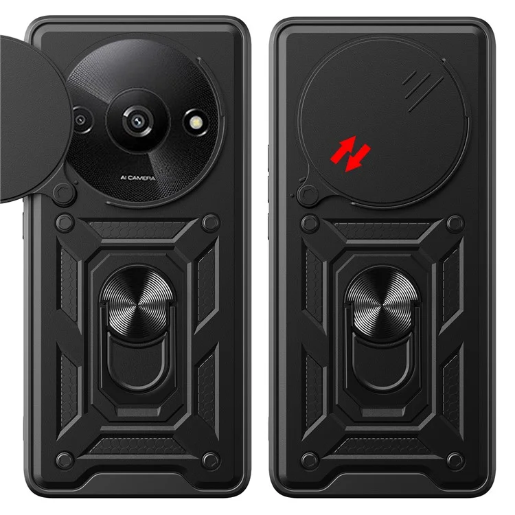 For Xiaomi Redmi A3 / Poco C61 4G Phone Back Case Camera Protection PC+TPU Scratch-Resistant Cover - Black