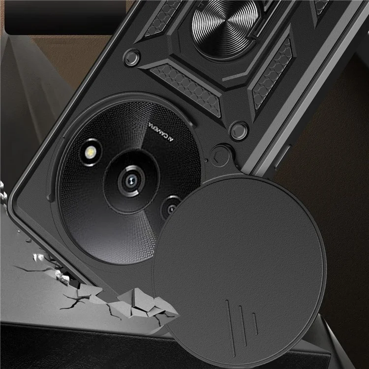 For Xiaomi Redmi A3 / Poco C61 4G Phone Back Case Camera Protection PC+TPU Scratch-Resistant Cover - Black
