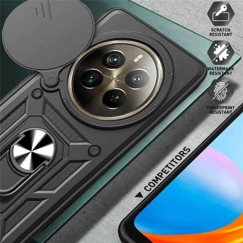 For Realme 12 Pro 5G / 12 Pro+ 5G Case Lens Cover Kickstand PC+TPU Phone Shell - Silver