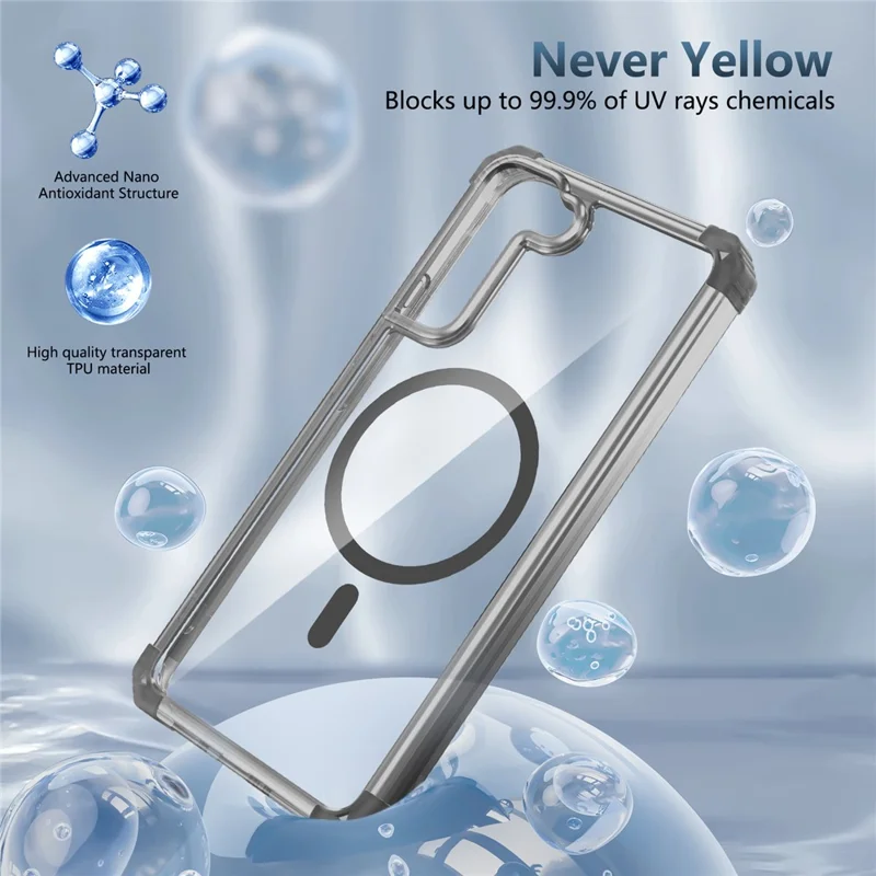 Per Samsung Galaxy S22+ 5G Custodia Telefonica Trasparente Compatibile con MagSafe TPU+PC Cover - Nero Trasparente