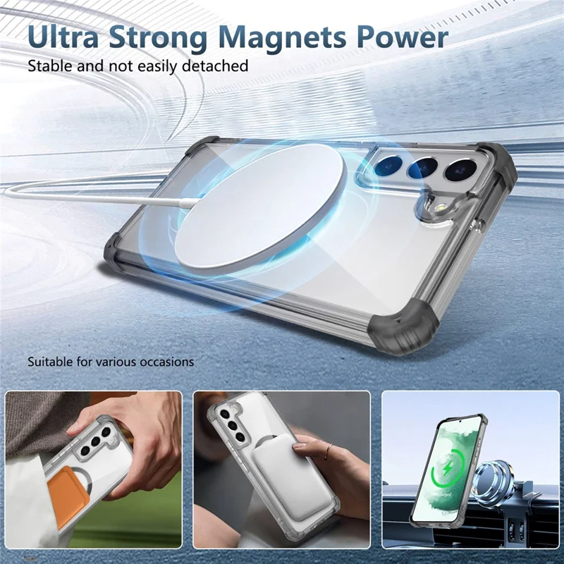 Per Samsung Galaxy S22+ 5G Custodia Telefonica Trasparente Compatibile con MagSafe TPU+PC Cover - Nero Trasparente