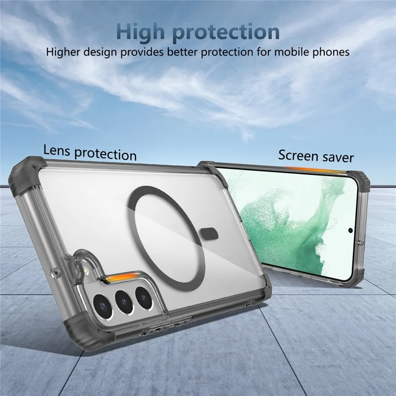 Per Samsung Galaxy S22+ 5G Custodia Telefonica Trasparente Compatibile con MagSafe TPU+PC Cover - Nero Trasparente
