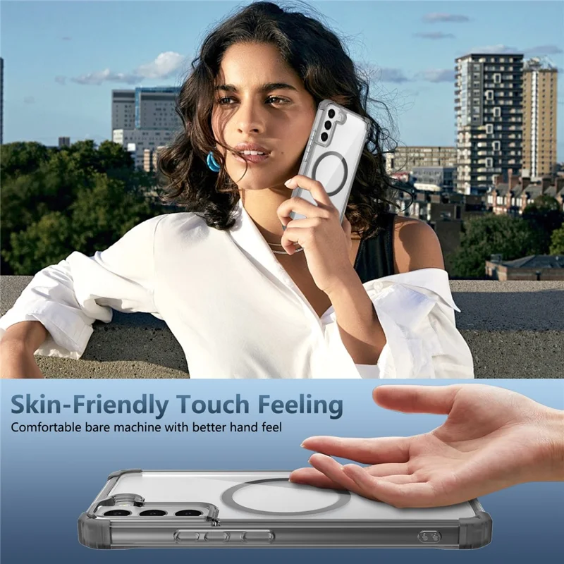 Per Samsung Galaxy S22+ 5G Custodia Telefonica Trasparente Compatibile con MagSafe TPU+PC Cover - Nero Trasparente
