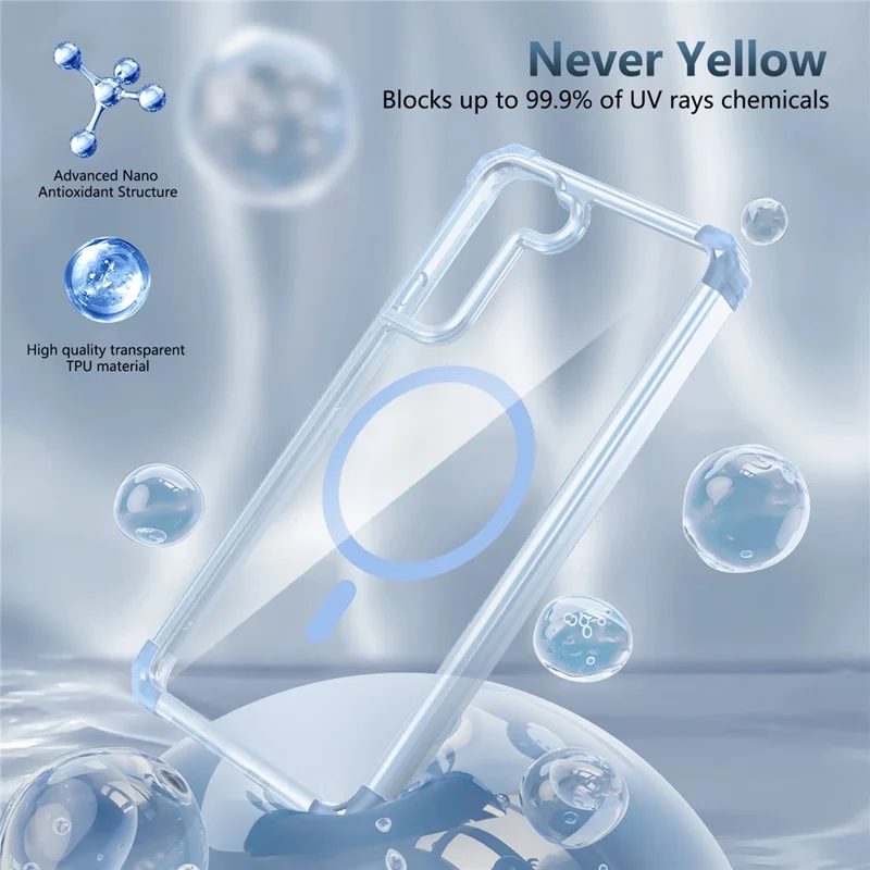 For Samsung Galaxy S22+ 5G gennemsigtig telefonbeskyttelsesdæksel kompatibel med MagSafe TPU+PC dæksel - transparent blå