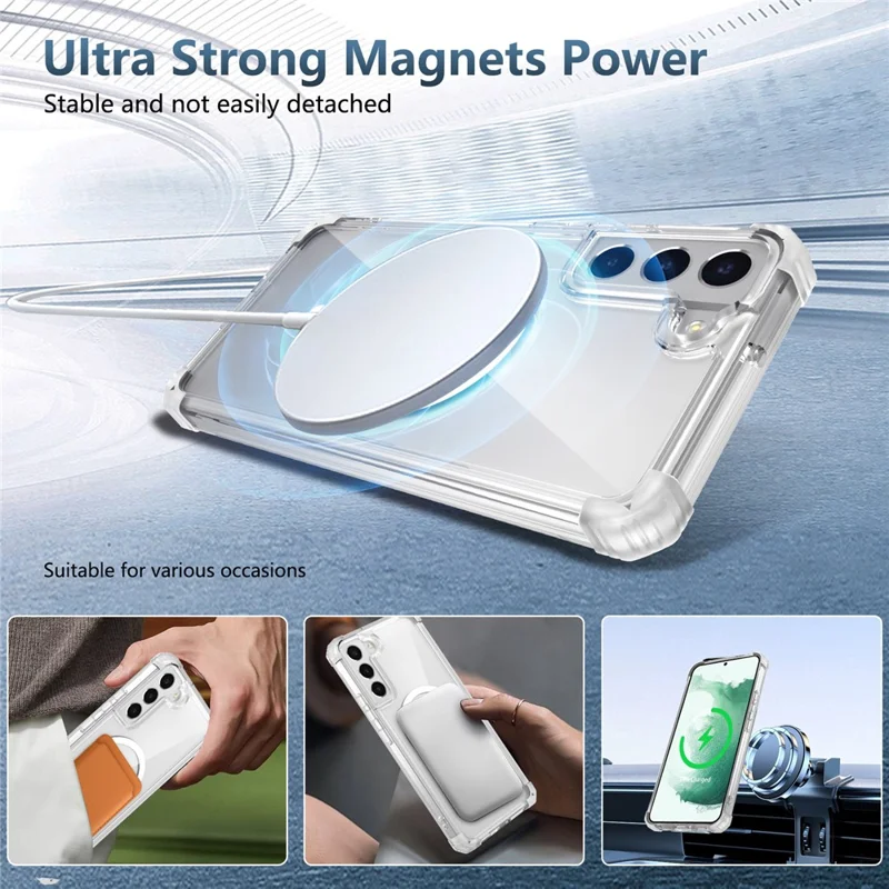Pour Samsung Galaxy S22+ 5G Coque de téléphone transparente compatible avec MagSafe TPU+PC Cover - Transparent