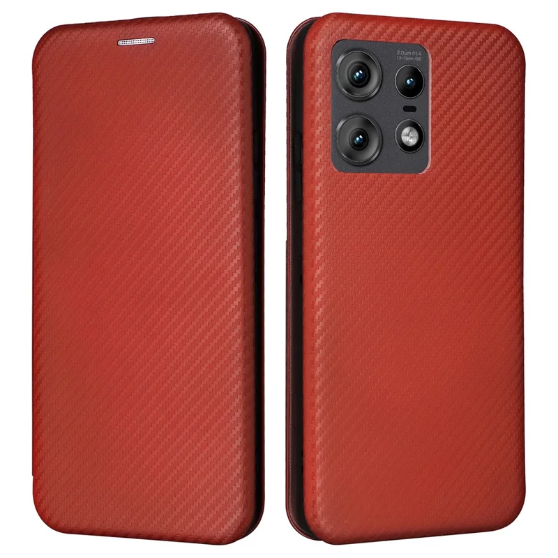 For Motorola Edge 50 Pro 5G Case Carbon Fiber Texture Leather Phone Shell - Brown