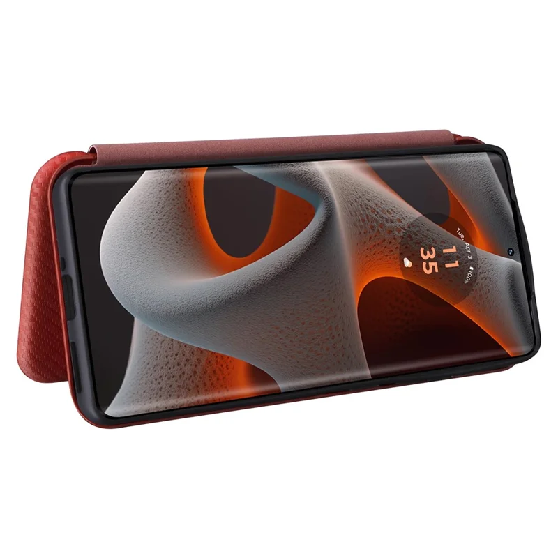 For Motorola Edge 50 Pro 5G Case Carbon Fiber Texture Leather Phone Shell - Brown