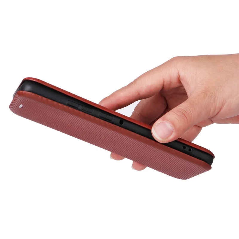 For Motorola Edge 50 Pro 5G Case Carbon Fiber Texture Leather Phone Shell - Brown