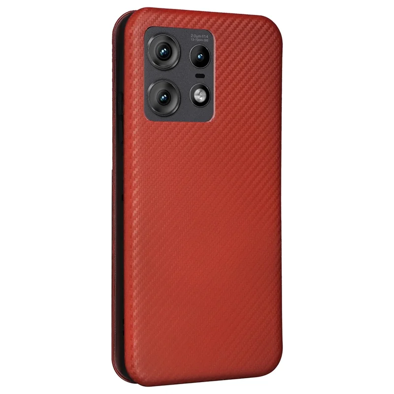 For Motorola Edge 50 Pro 5G Case Carbon Fiber Texture Leather Phone Shell - Brown
