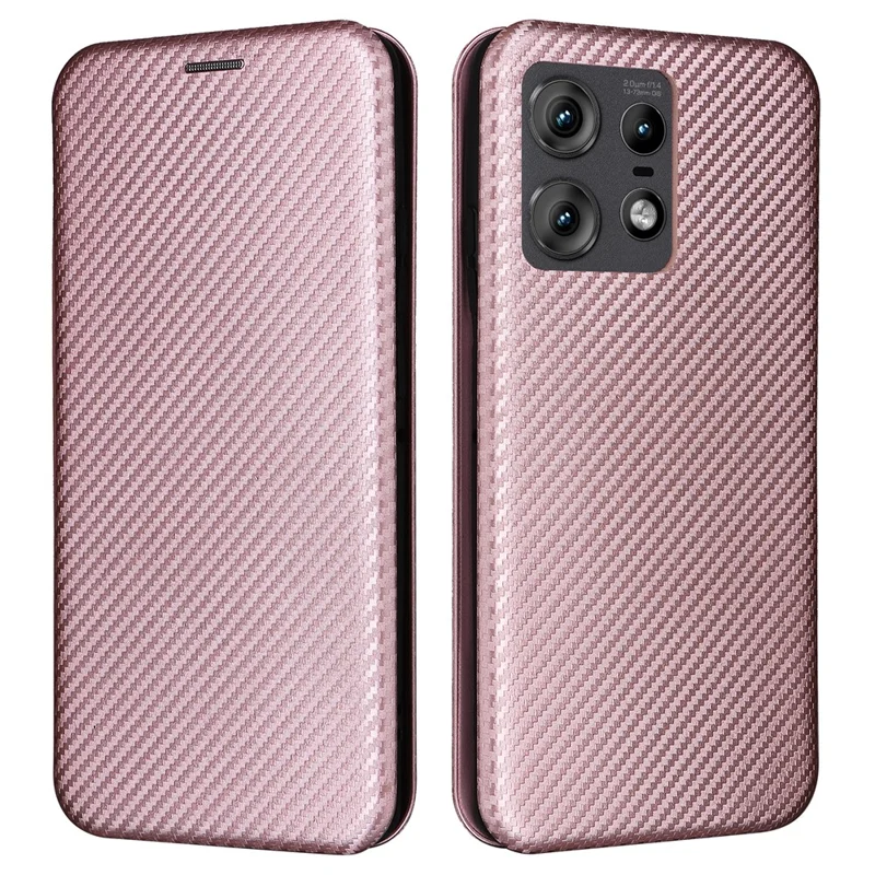 For Motorola Edge 50 Pro 5G Case Carbon Fiber Texture Leather Phone Shell - Rose Gold