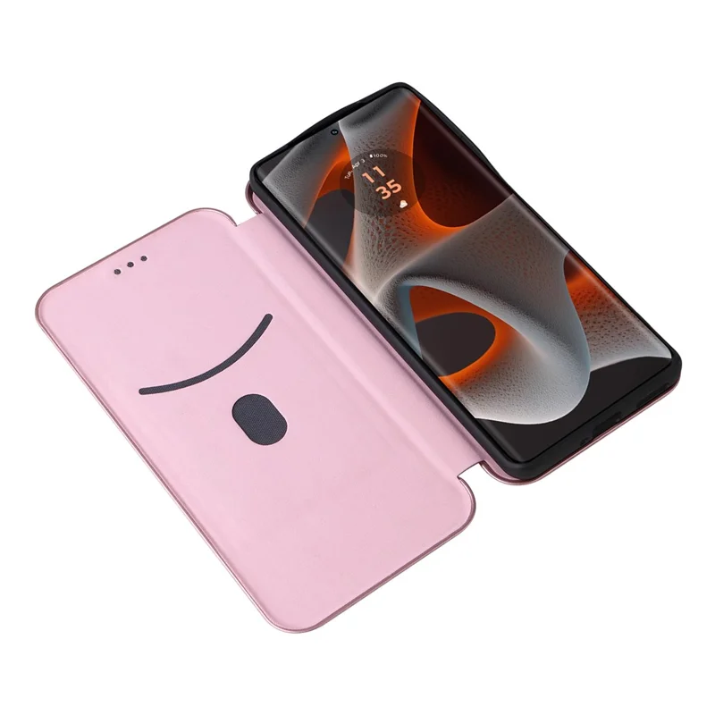 For Motorola Edge 50 Pro 5G Case Carbon Fiber Texture Leather Phone Shell - Rose Gold