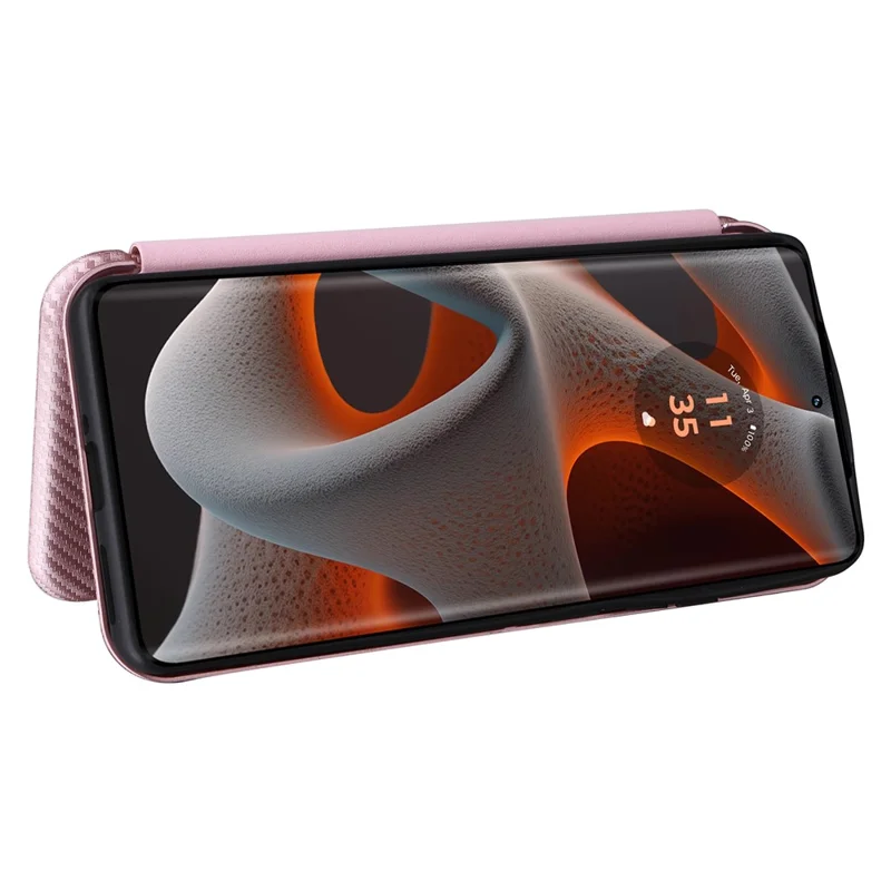 For Motorola Edge 50 Pro 5G Case Carbon Fiber Texture Leather Phone Shell - Rose Gold