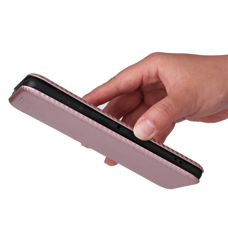 For Motorola Edge 50 Pro 5G Case Carbon Fiber Texture Leather Phone Shell - Rose Gold