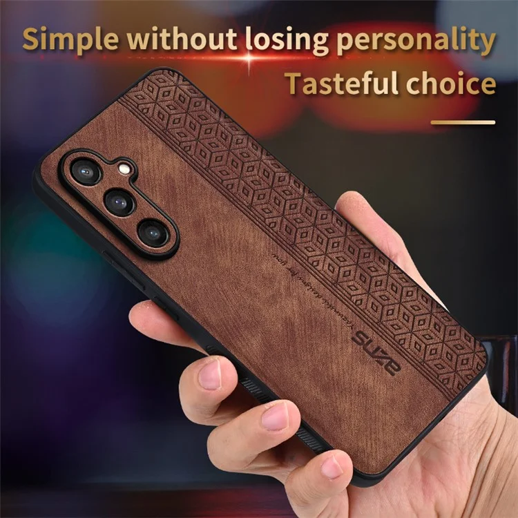 AZNS Funda para Samsung Galaxy M55 5G / C55 5G / F55 5G Carcasa Slim Suave de TPU + Cuero PU - Marrón