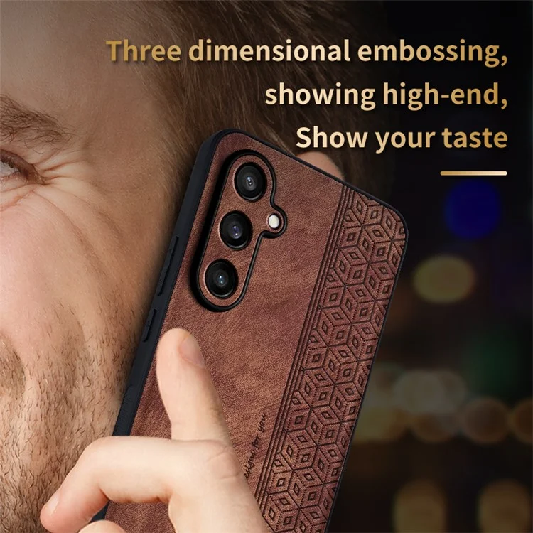 AZNS Funda para Samsung Galaxy M55 5G / C55 5G / F55 5G Carcasa Slim Suave de TPU + Cuero PU - Marrón