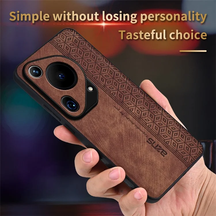 AZNS Für Huawei Pura 70 Ultra Hülle PU Leder+TPU Geprägtes Muster Rutschfester Griff Handyhülle - Braun