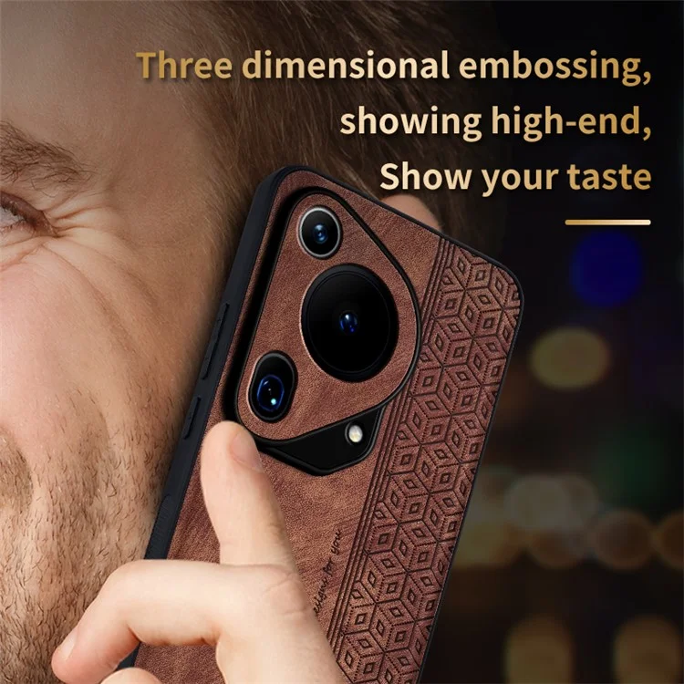 AZNS Für Huawei Pura 70 Ultra Hülle PU Leder+TPU Geprägtes Muster Rutschfester Griff Handyhülle - Braun