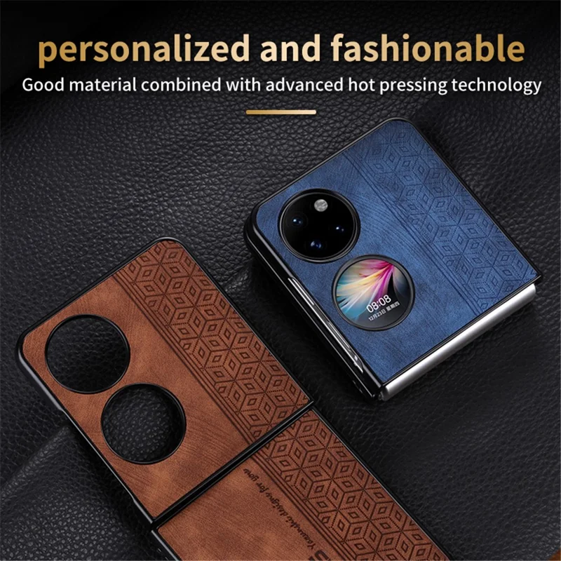 AZNS For Huawei Pocket 2 Folding Phone Case PU Leather Coated Hard PC Cover - Black