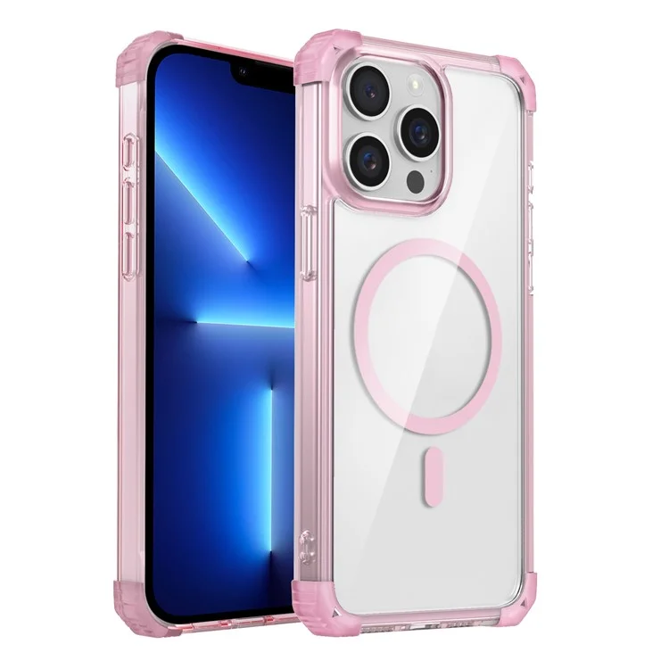 Pour iPhone 13 Pro Clear Case TPU+PC Slim Phone Cases Compatible avec Magsafe - Transparent Rose
