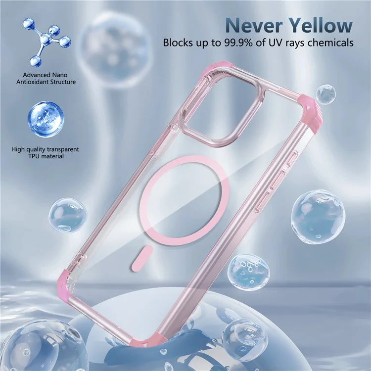 Pour iPhone 13 Pro Clear Case TPU+PC Slim Phone Cases Compatible avec Magsafe - Transparent Rose
